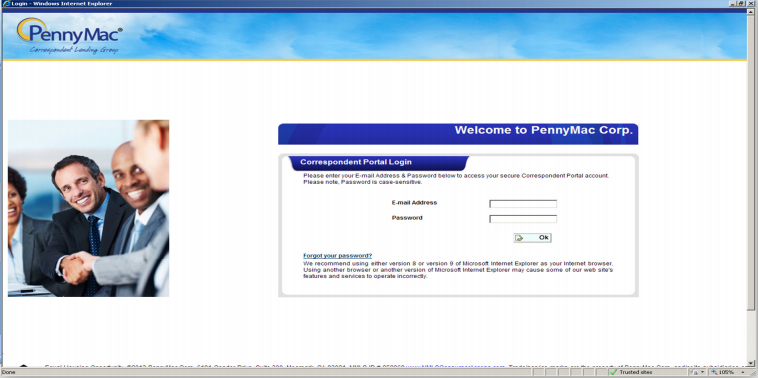 log into the Correspondent Portal using your email address and password