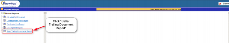 select the link labeled Seller Trailing Document Reports